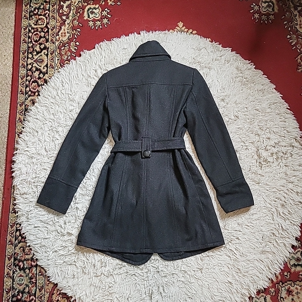 Womens Giacca Wool Blend Coat Jacket Charcoal Gray Size Small S Winter Fall Chic - Picture 14 of 15